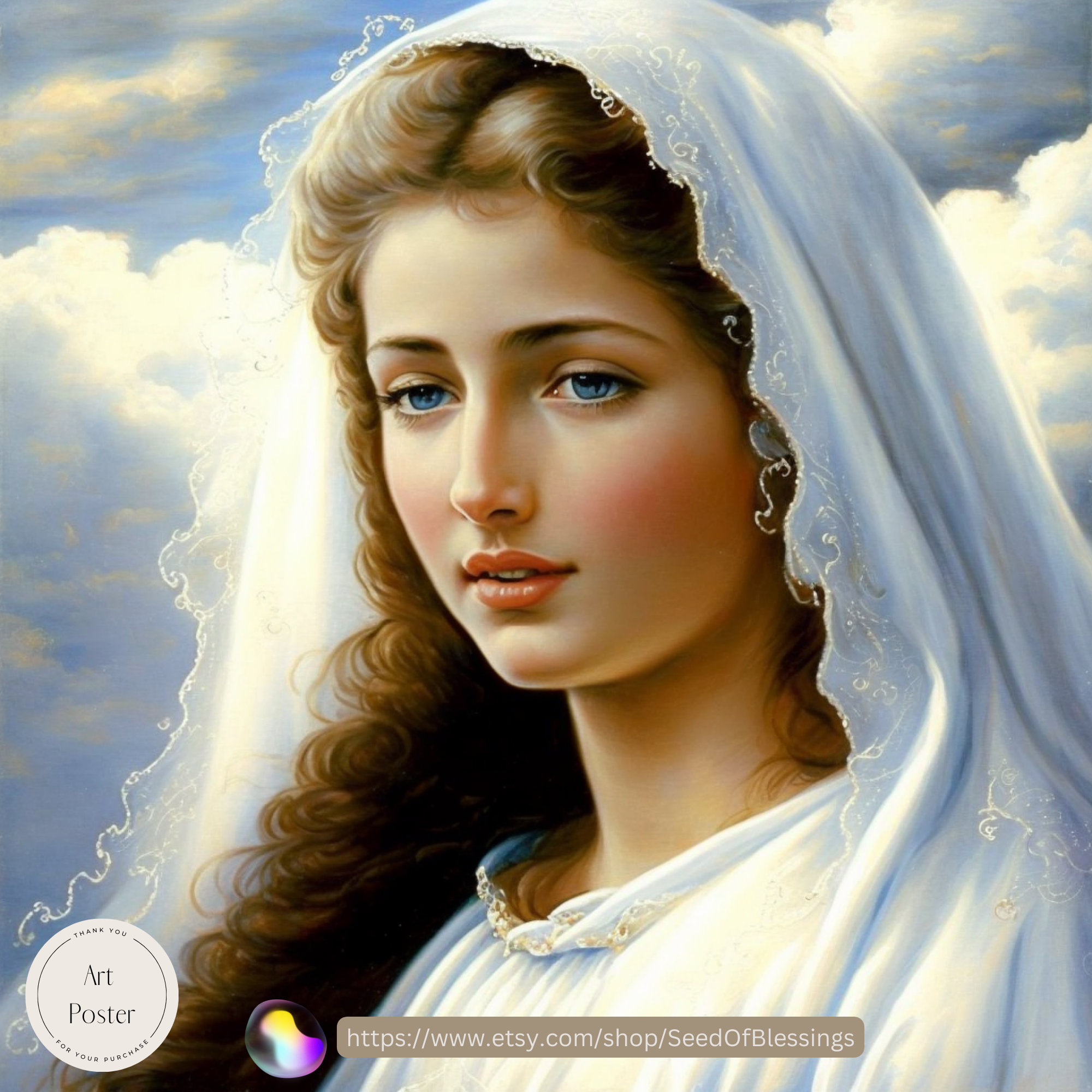 Our Lady of the Rosary Portrait Religious Art Catholic - Etsy