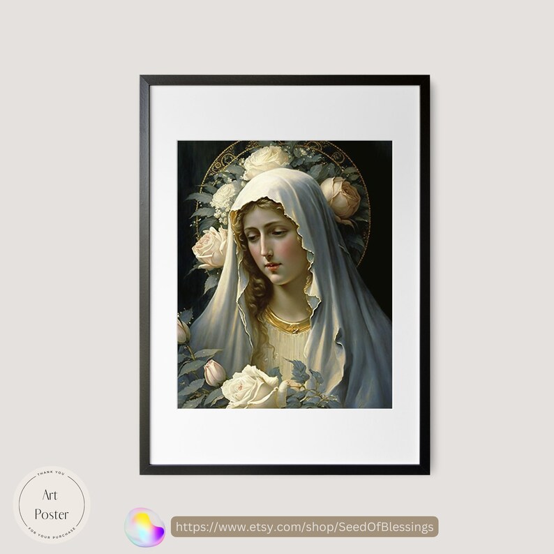 Our Lady of the Rosary Portrait Religious Art Catholic - Etsy