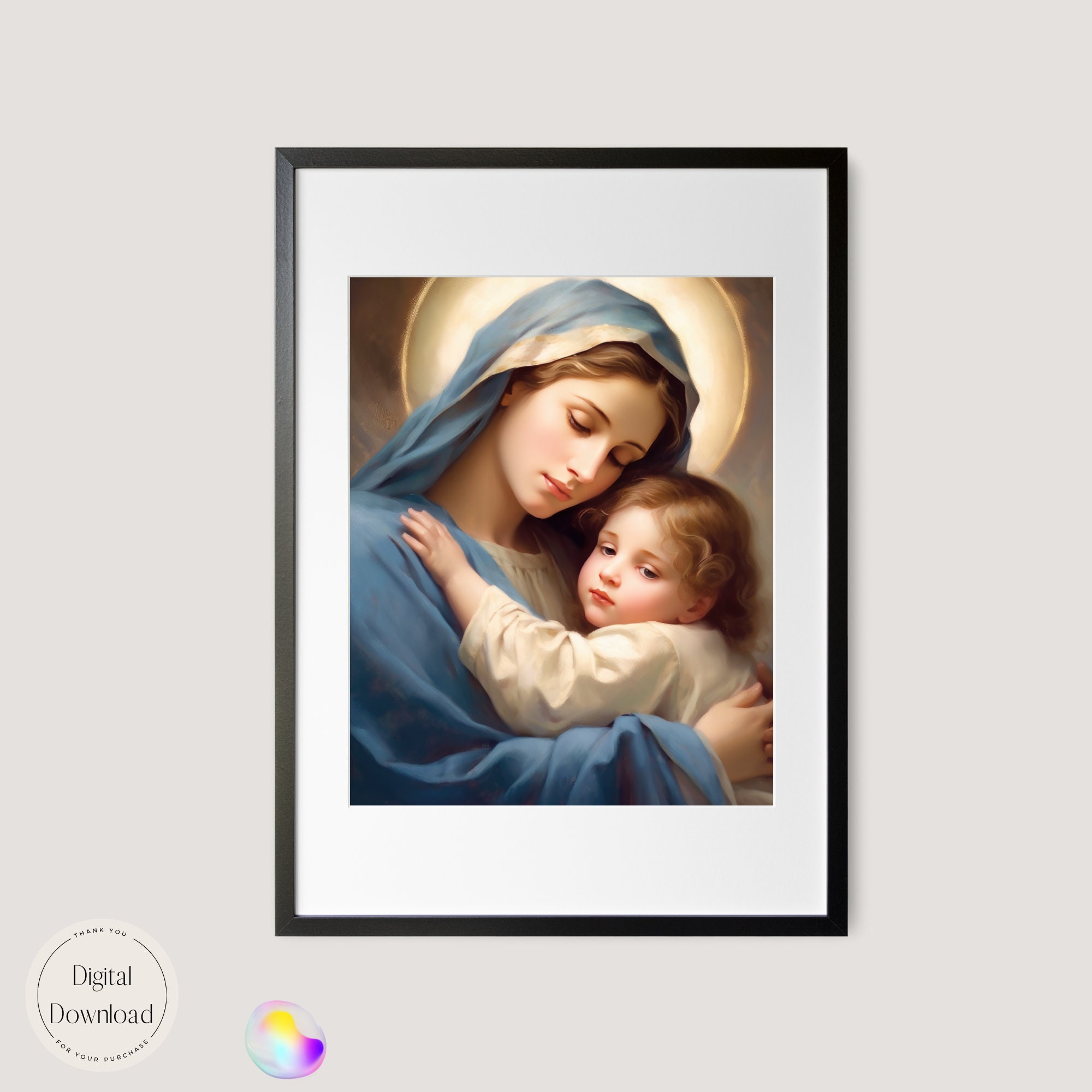 Mother Mary and Baby Jesus Printable Art 10 Instant Download Share the ...