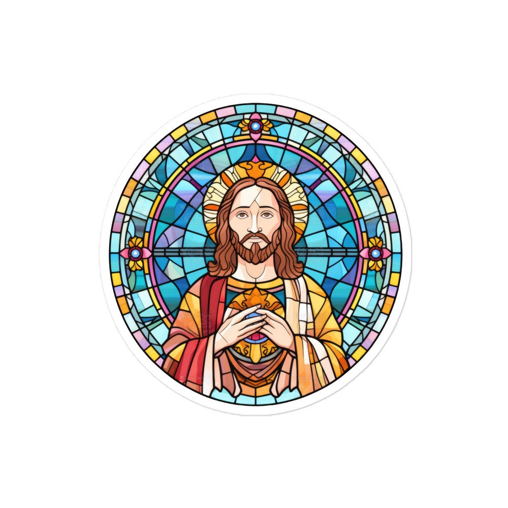 Jesus Transparent Sticker Stained Glass Jesus Christ Sticker Kiss-cut & Bubble-free Premium ...