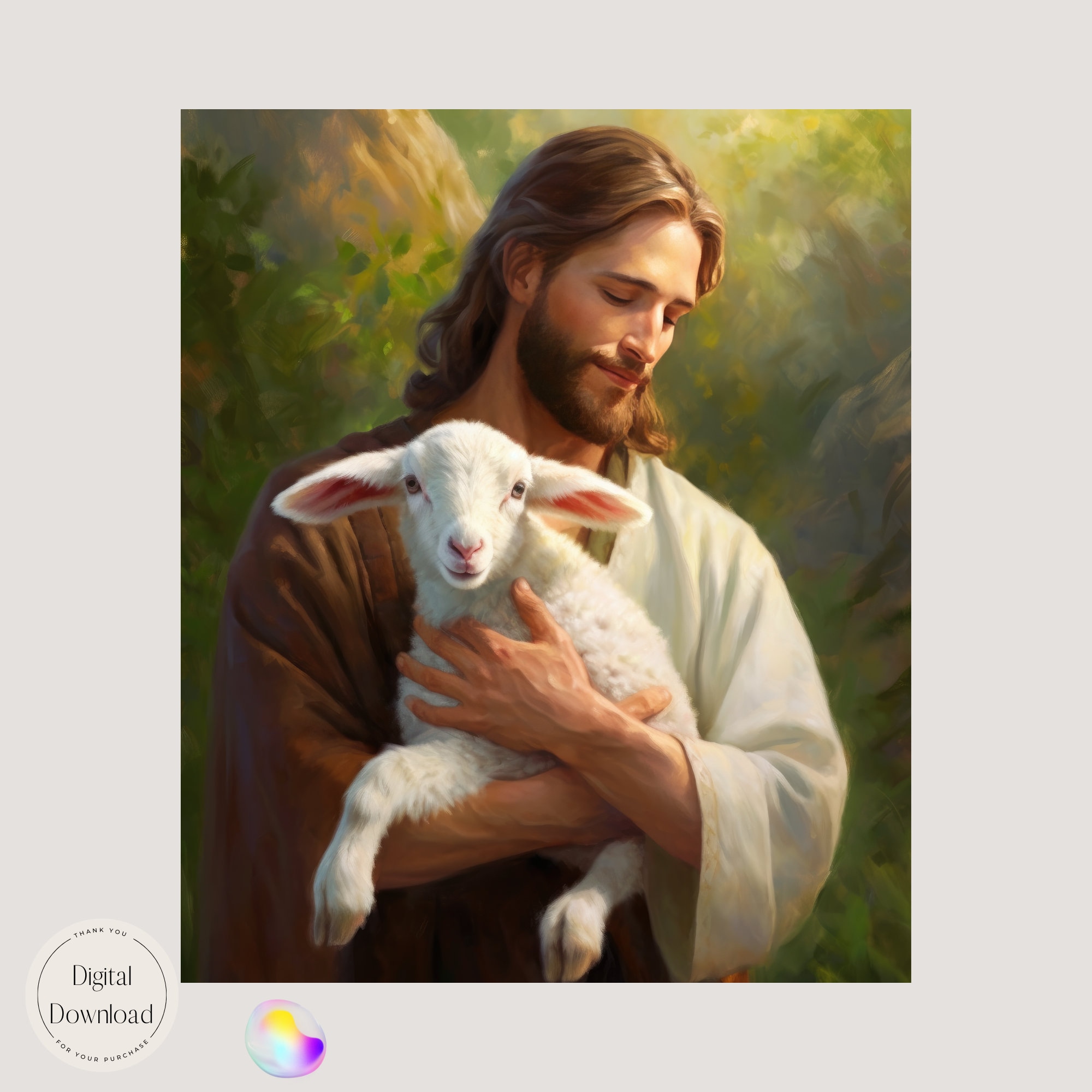 Jesus Christ & the Lamb Religious Printable Art 128 | Instant Download ...