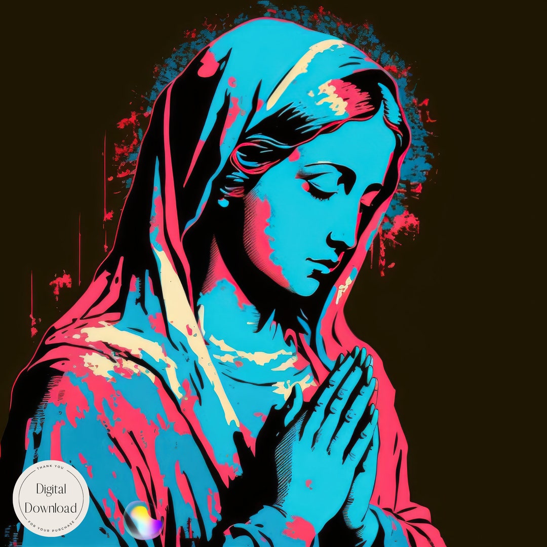 Virgin Mary Graceful Art Prints | Mother Mary Religious Printable Art ...