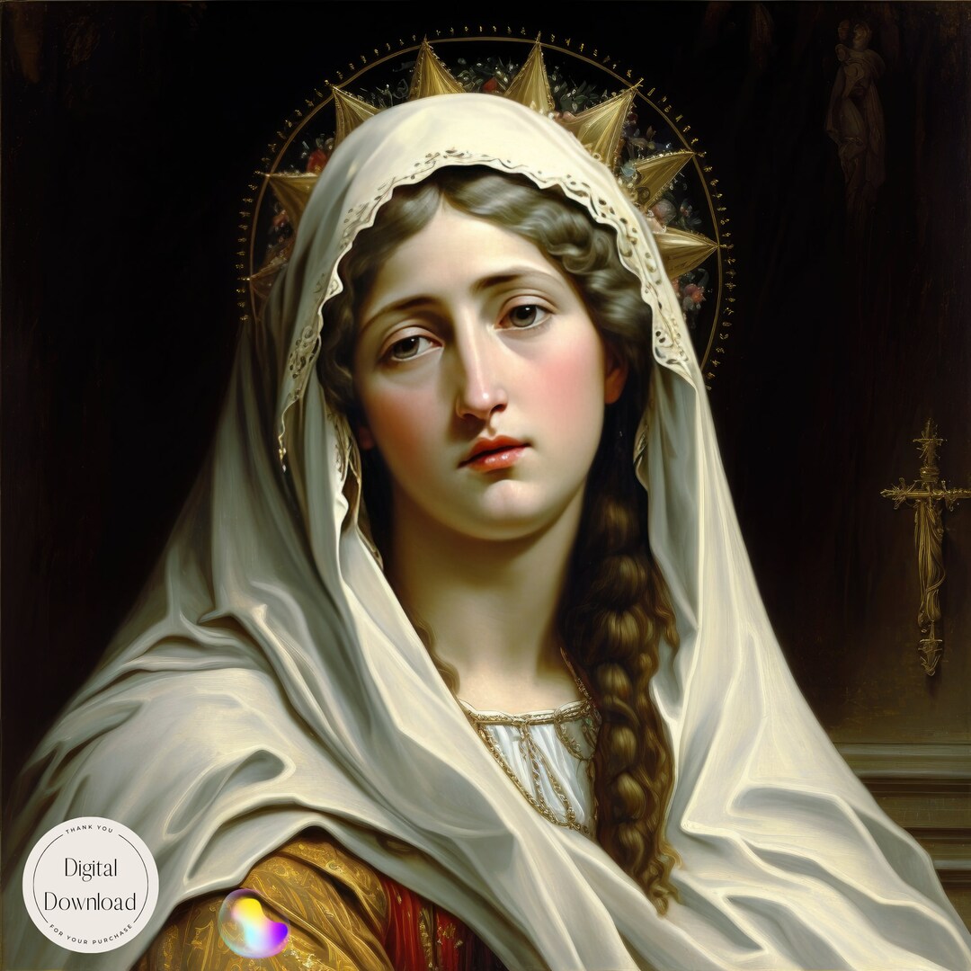 Virgin Mary Graceful Art Prints | Mother Mary Religious Printable Art ...