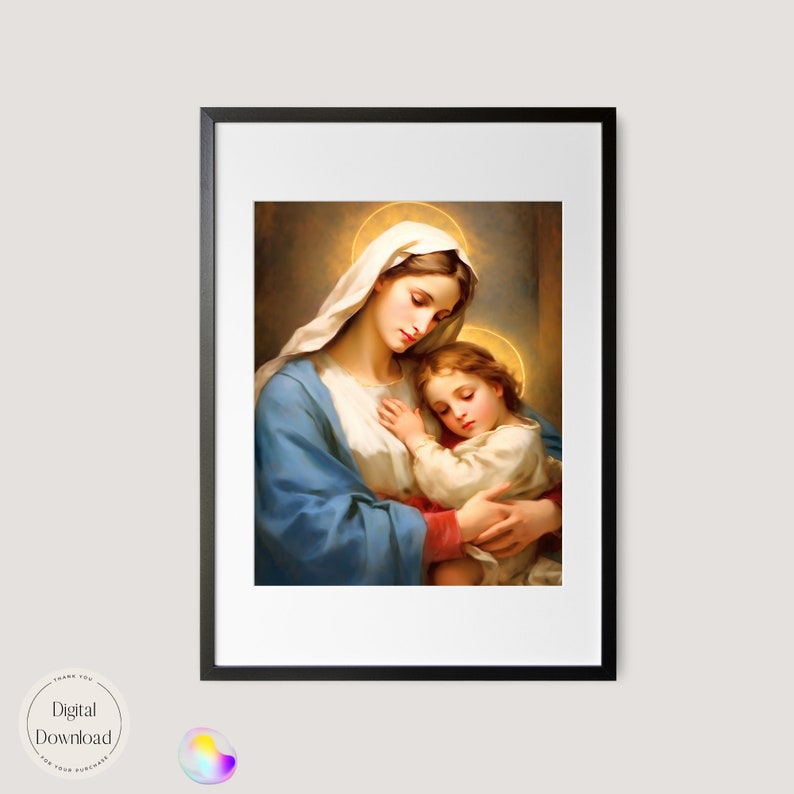 Mother Mary and Baby Jesus Printable Art 52 Instant Download Thank You ...