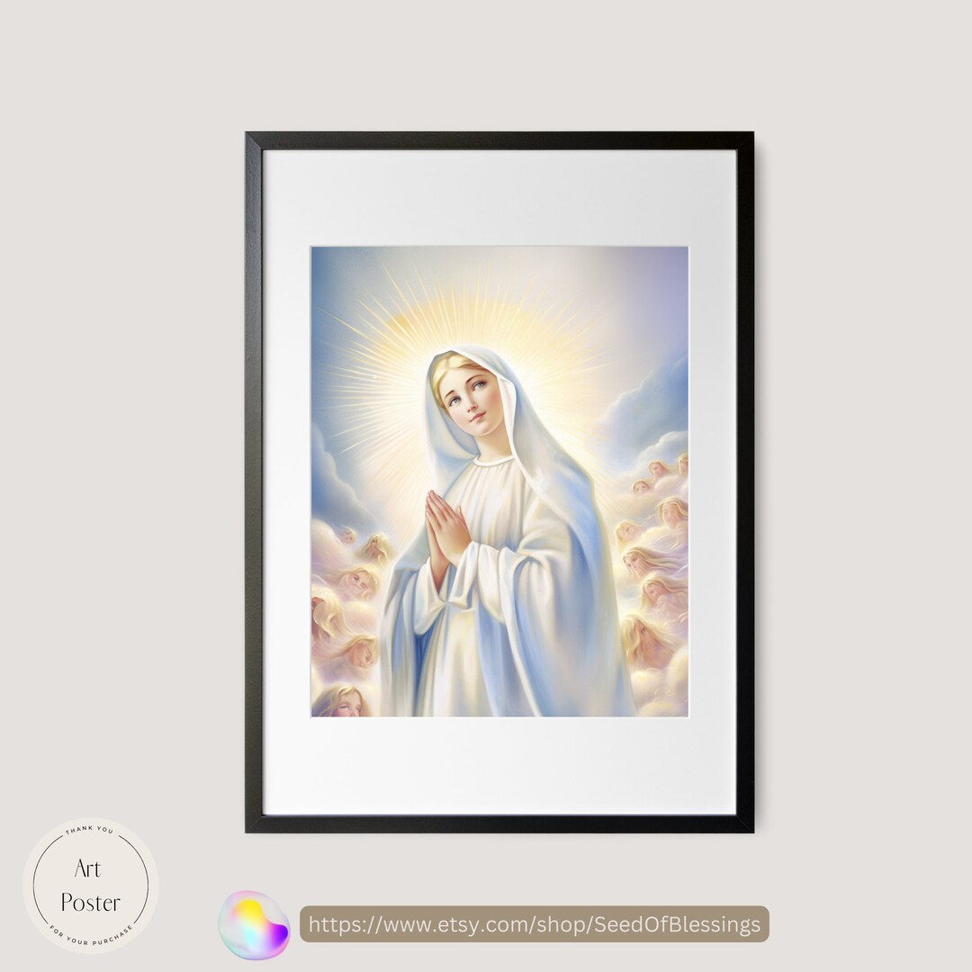 Our Lady of the Rosary Portrait Religious Art Catholic Wall Decor ...
