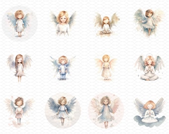 12x Cherubim Blessings Set - Baby Shower Decor - Angelic Nursery Art for Babies | Sticker Sheet 5