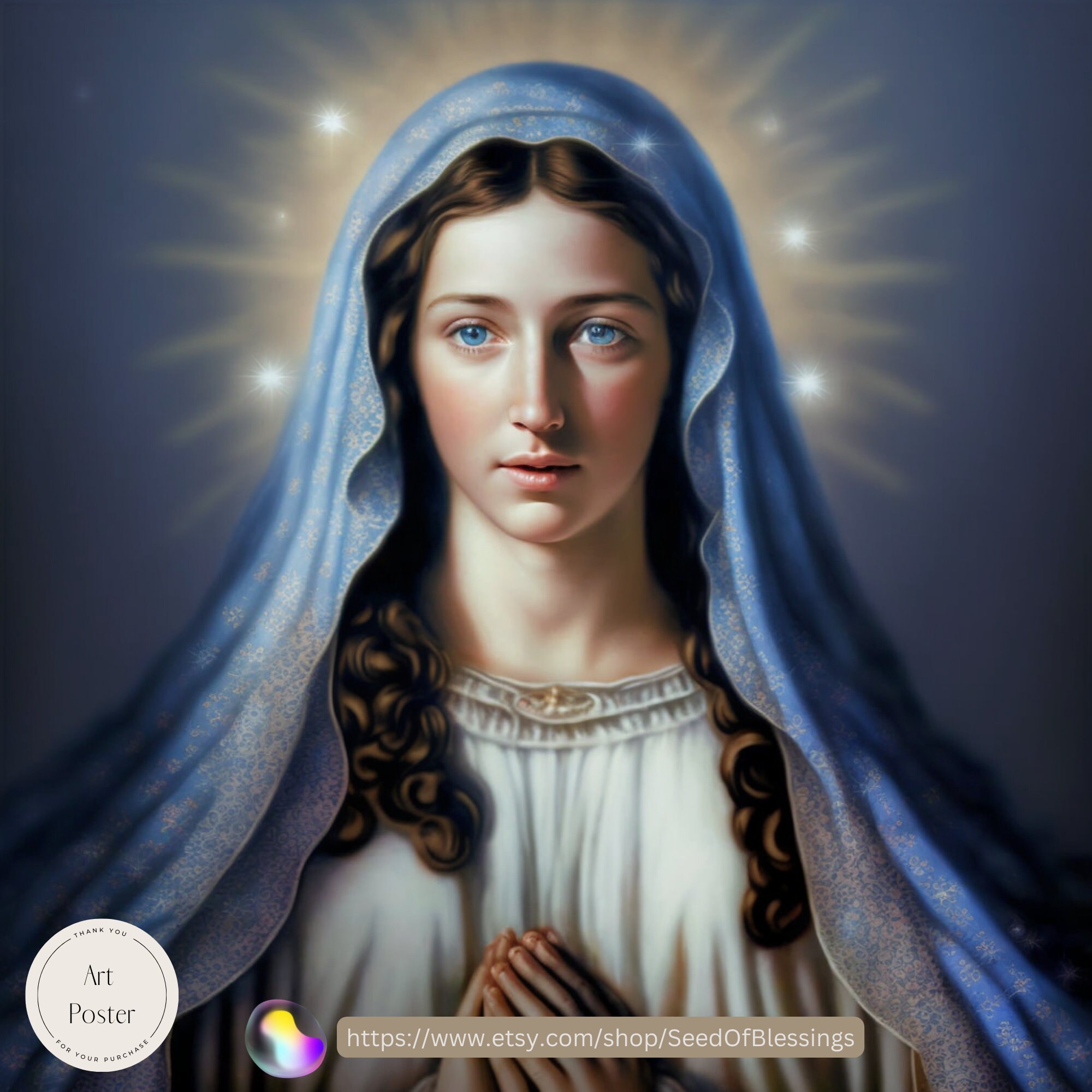 Our Lady of the Rosary Portrait Religious Art Catholic Wall Decor ...