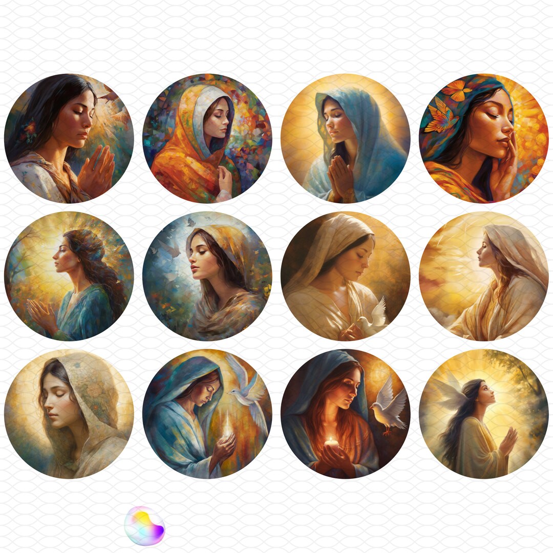 12x Woman Praying Sticker Sheet - Circle Stickers | Ideal for Bible ...
