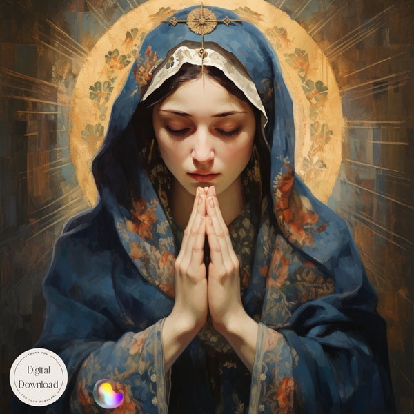 Mother Mary Religious Printable Art 554 | Instant Download | Our Lady of the Holy Eucharist Art for Adoration