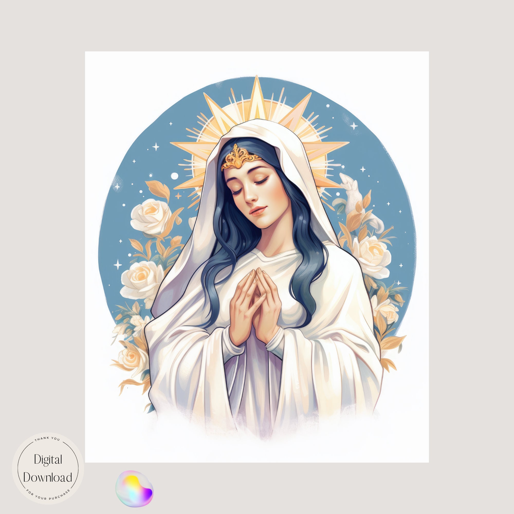Mother Mary Religious Printable Art 303 Instant Download Our Lady of ...