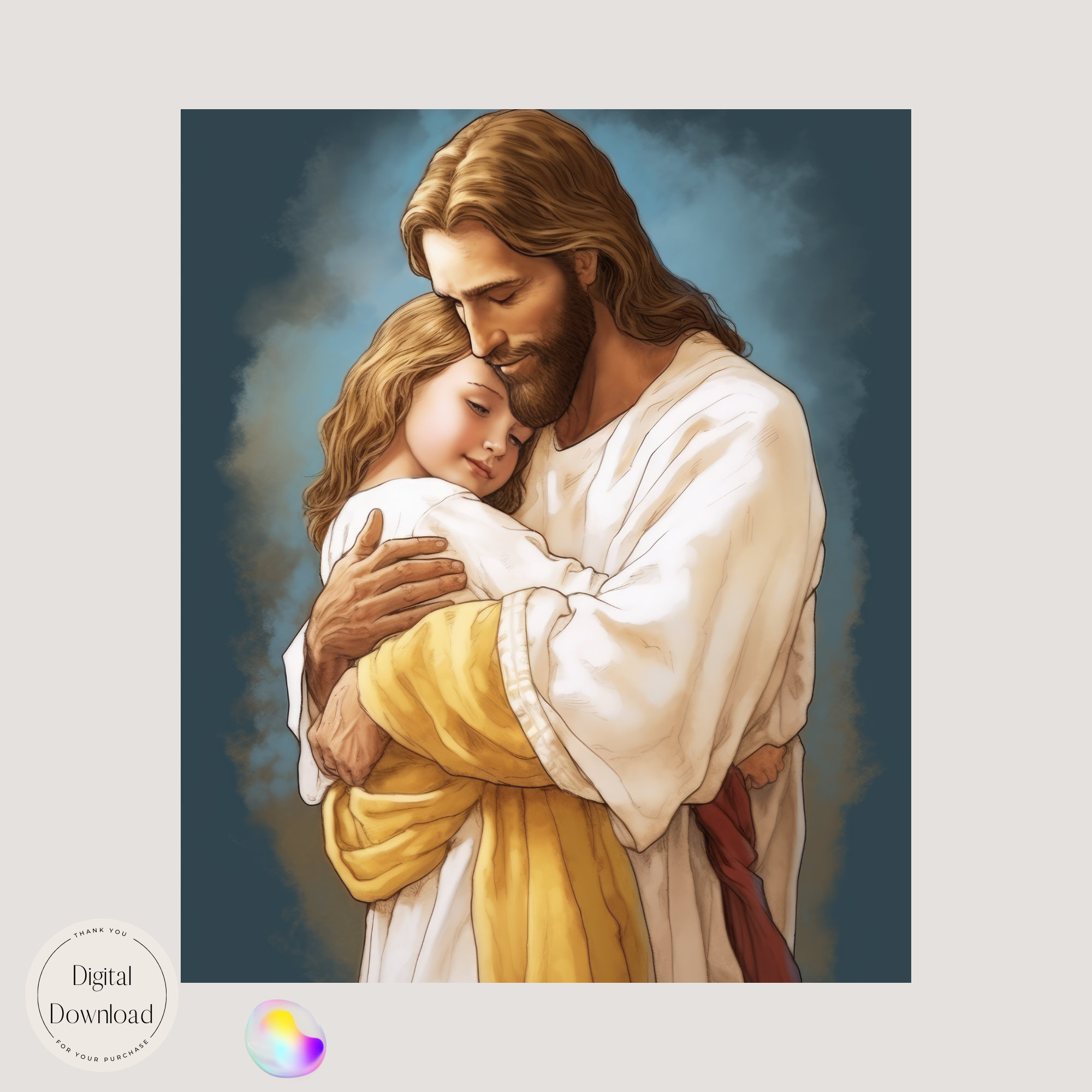 Jesus Christ and Children Religious Printable Art 202 Instant Download ...