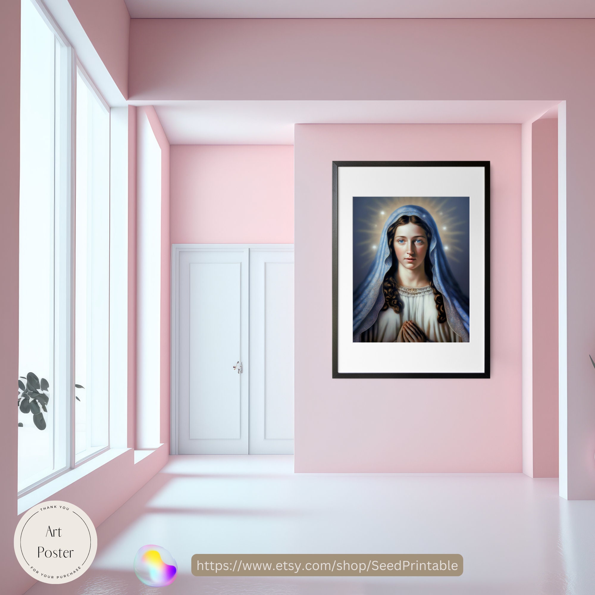Our Lady of the Rosary Portrait Religious Art Catholic Wall Decor ...