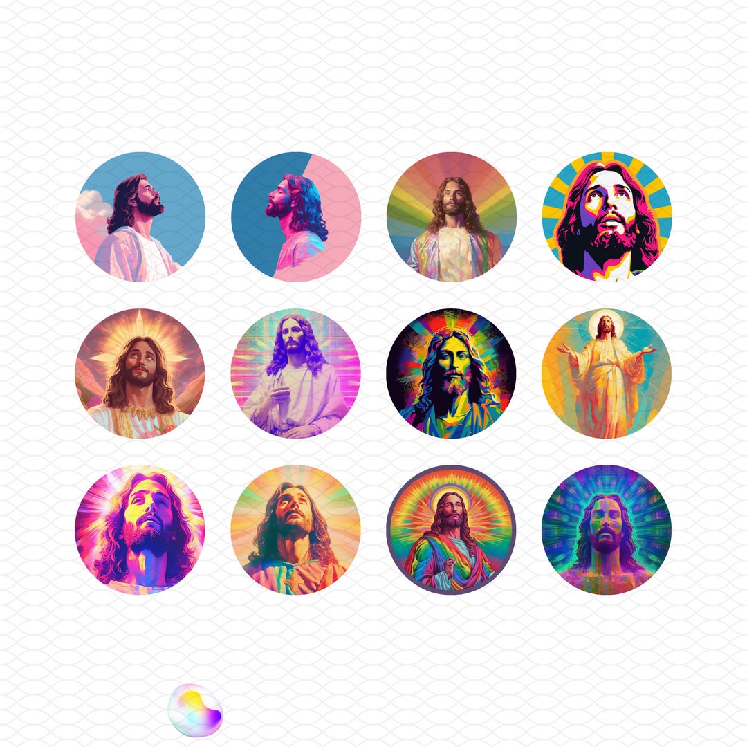 Jesus Christ Sticker Sheet Circle Stickers 13 Jesus Decals Etsy