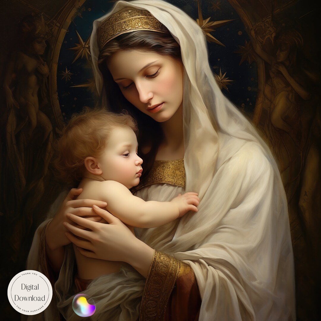 Mother Mary and Baby Jesus Printable Art 42 Instant Download Art