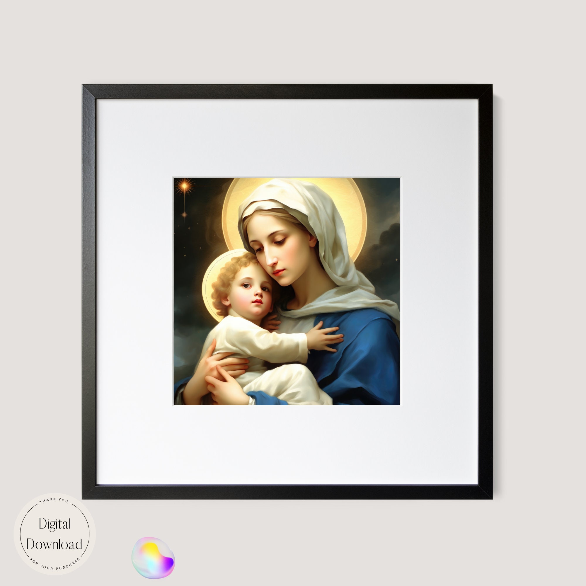 Mother Mary and Baby Jesus Printable Art 59 Instant Download Baptism ...