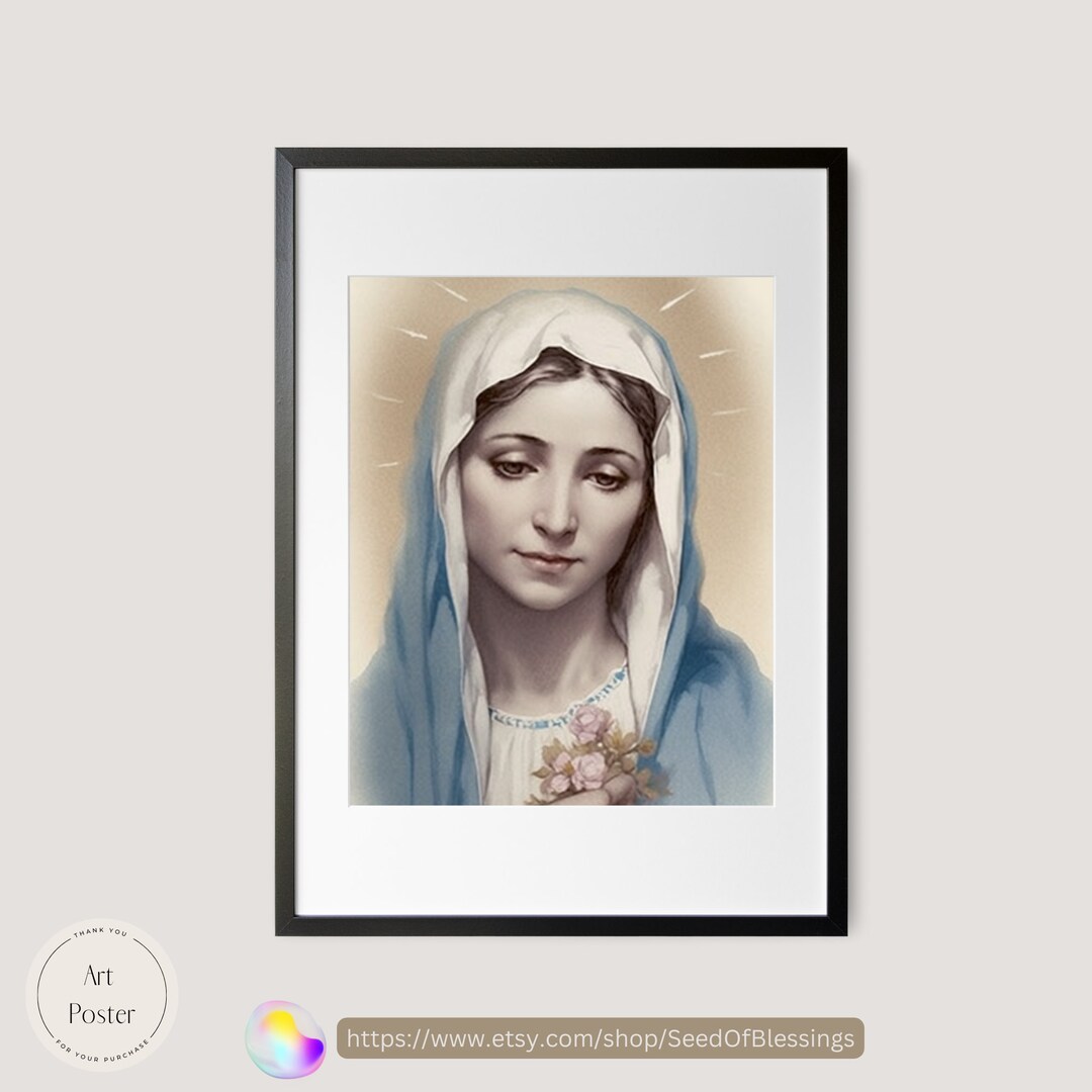Our Lady of the Rosary Portrait Religious Art Catholic Wall Decor ...