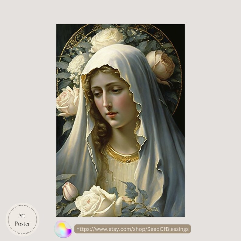 Our Lady of the Rosary Portrait Religious Art Catholic - Etsy