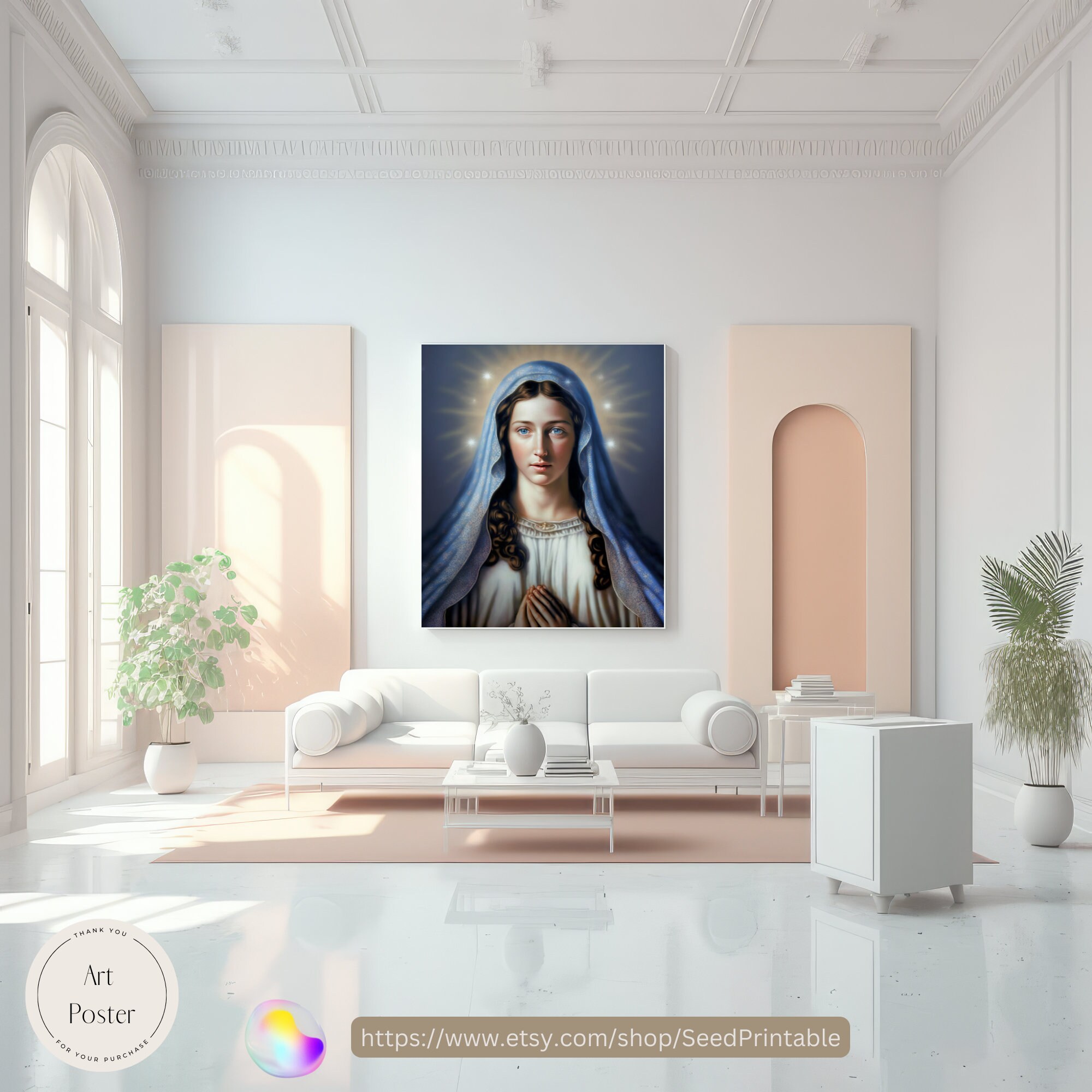 Our Lady of the Rosary Portrait Religious Art Catholic Wall Decor ...