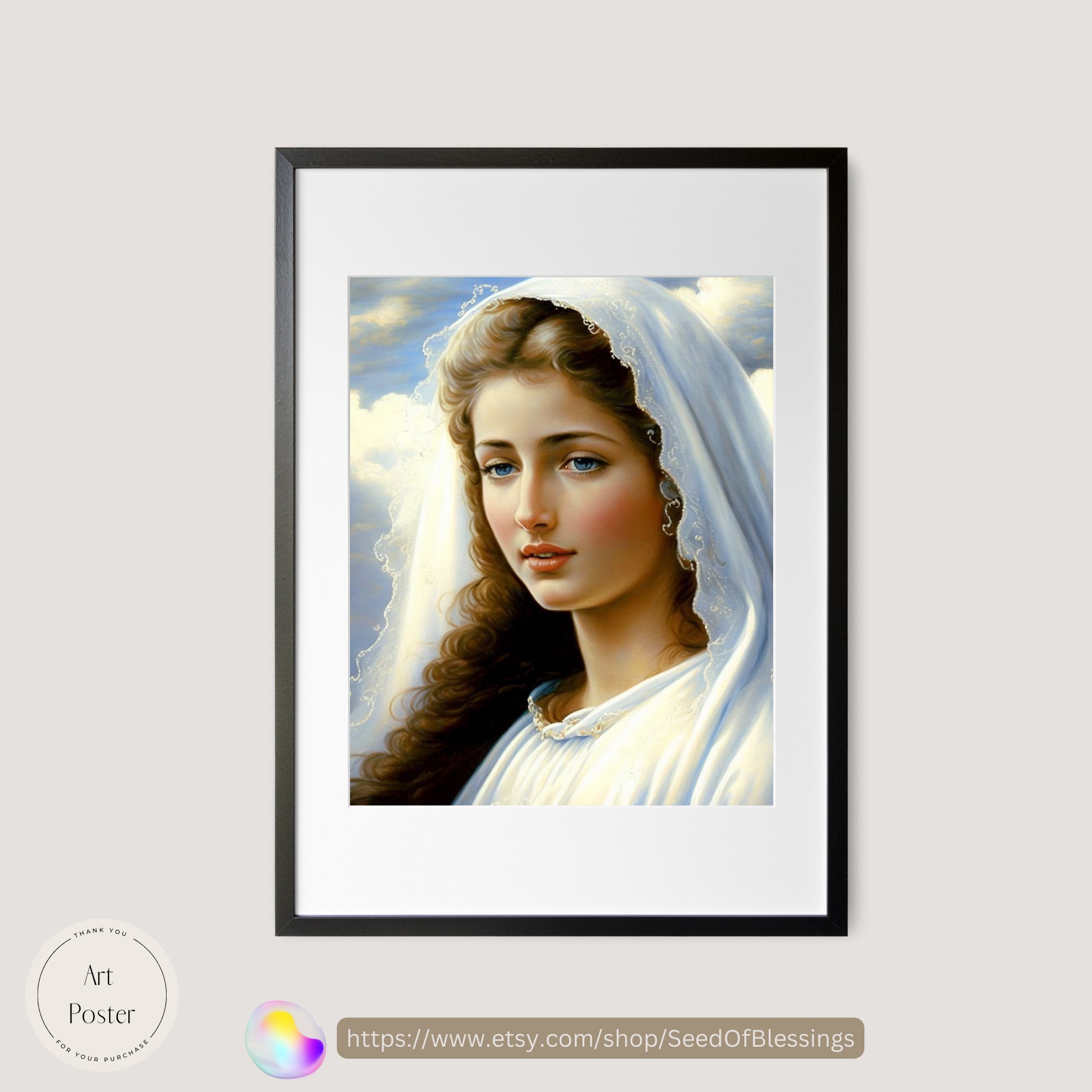 Our Lady of the Rosary Portrait Religious Art Catholic - Etsy