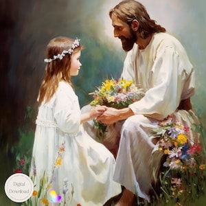 Jesus Christ and Children Religious Printable Art 43 | Instant Download ...