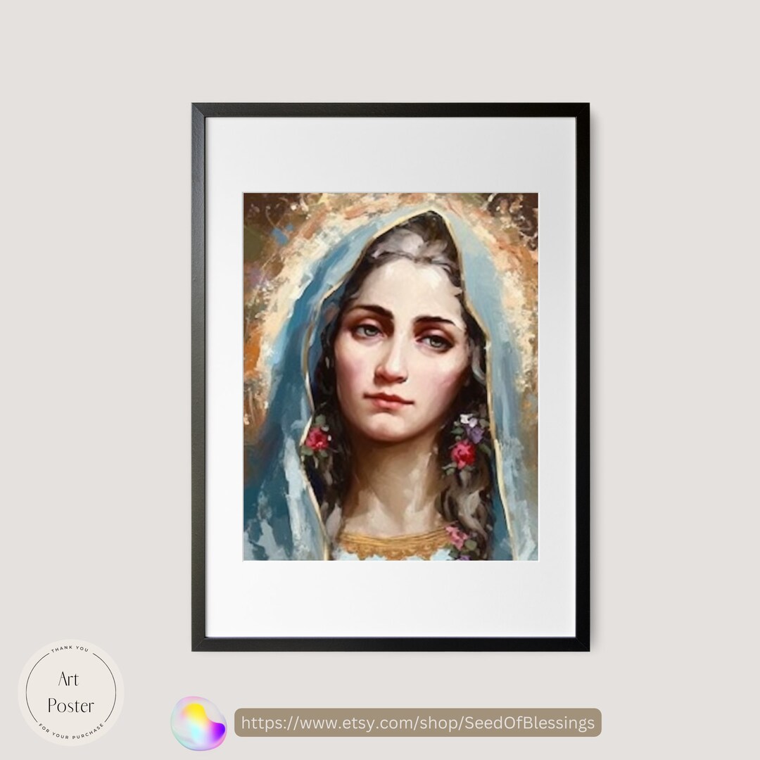 Our Lady of the Rosary Portrait Religious Art Catholic - Etsy
