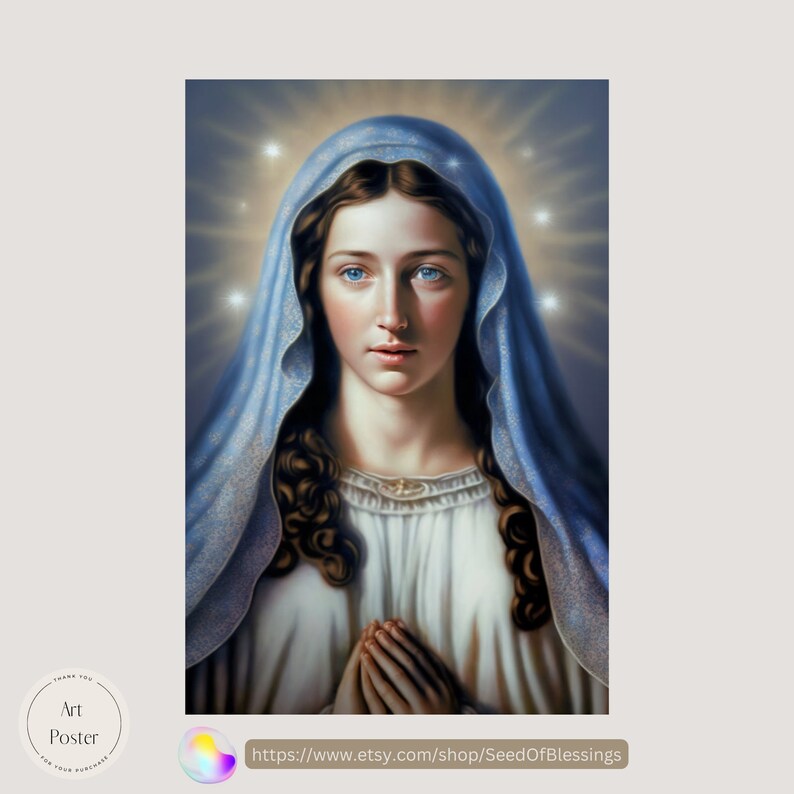 Our Lady of the Rosary Portrait Religious Art Catholic Wall Decor