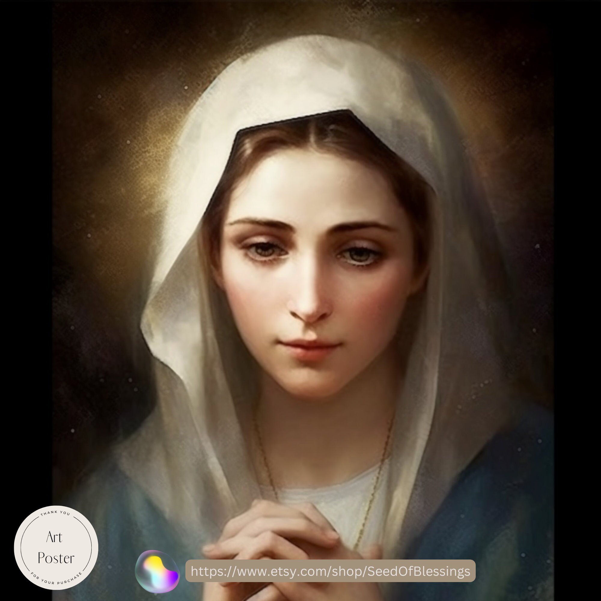 Our Lady of the Rosary Portrait Religious Art Catholic - Etsy