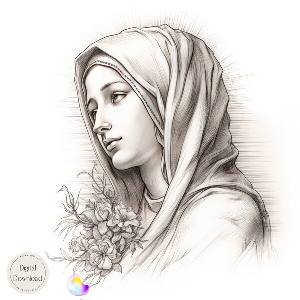 Mother Mary Religious Printable Art 291 Instant Download Madonna of ...
