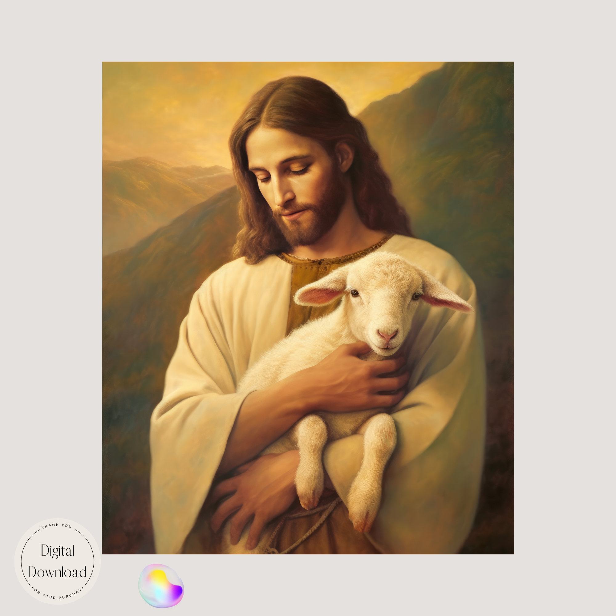 Instant Messiah Jesus Christ & the Lamb Religious Printable Art 265 Instant Download ...