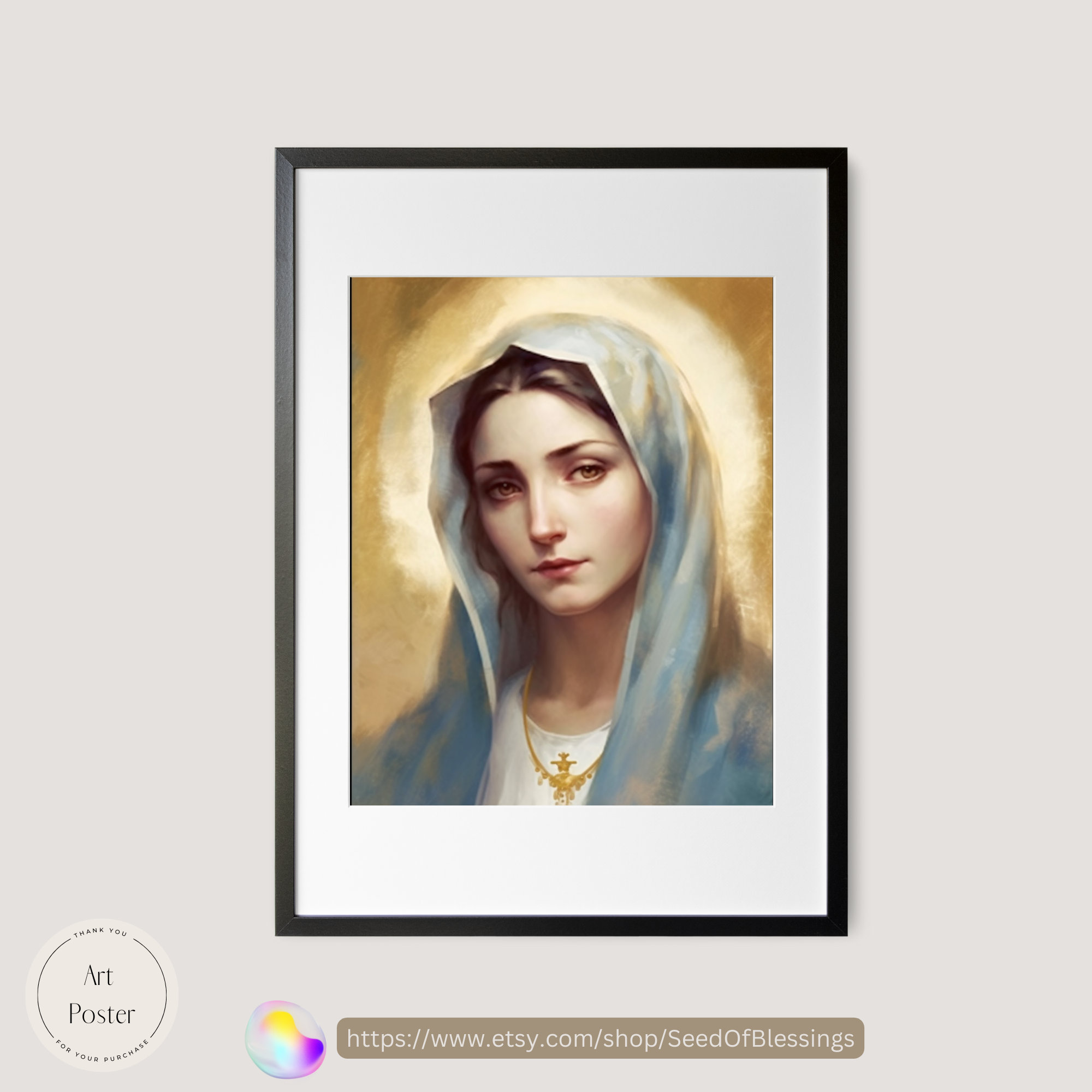 Our Lady of the Rosary Portrait Religious Art Catholic Wall Decor ...