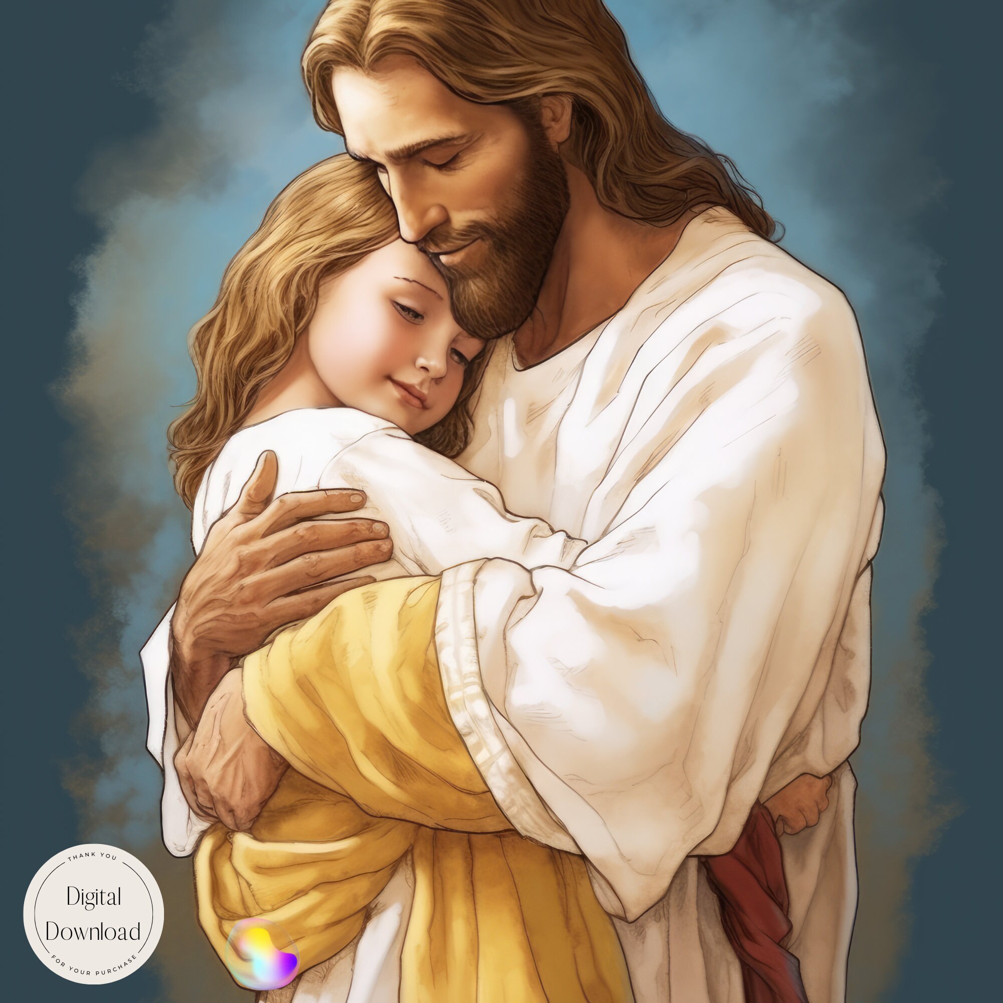 Instant Messiah Jesus Christ and Children Religious Printable Art 202 | Instant ...