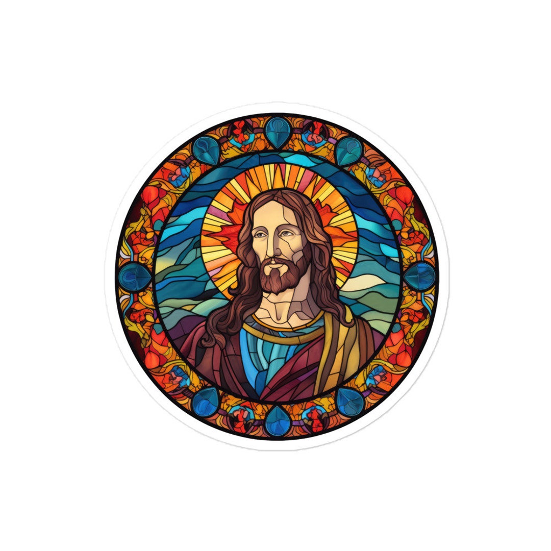 Stained Glass Jesus Christ Sticker Kiss-cut & Bubble-free Premium ...