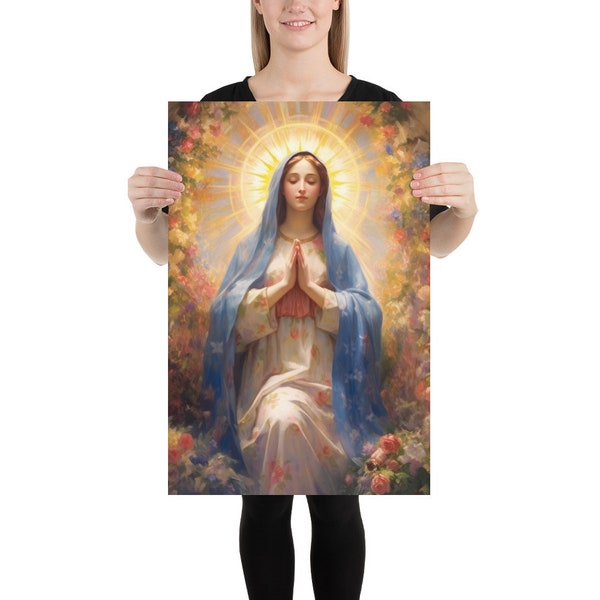 Art Poster | Ave Maria Wonderland: Christmas Faith Art - Celebrate the Holidays with Graceful Devotion to the Blessed Virgin Mary