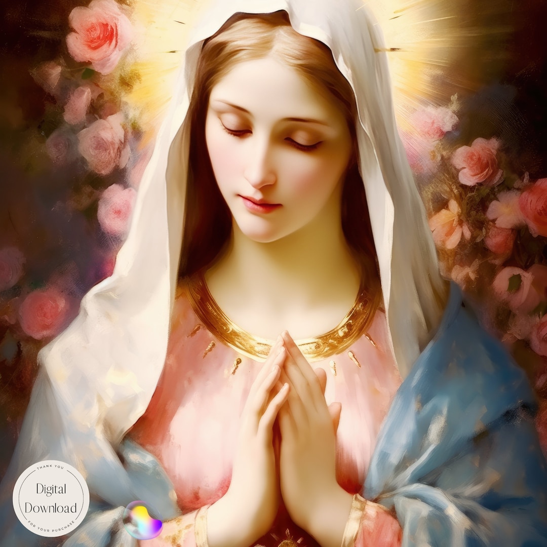 Mother Mary Religious Printable Art 600 | Instant Download | Blessed ...