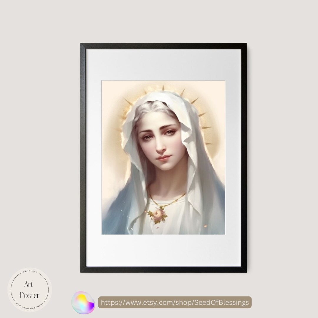 Our Lady of the Rosary Portrait Religious Art Catholic Wall Decor ...