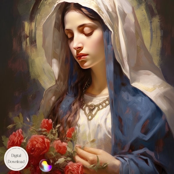 Mother Mary Religious Printable Art 587 | Instant Download | Our Lady Star of Evangelization Art for Missionaries