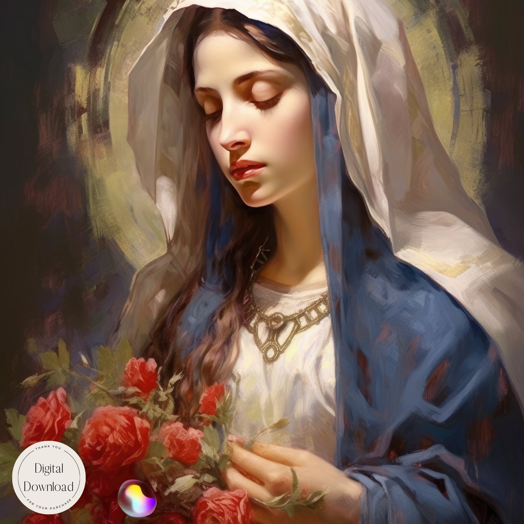 Mother Mary Religious Printable Art 587 Instant Download Our Lady Star ...
