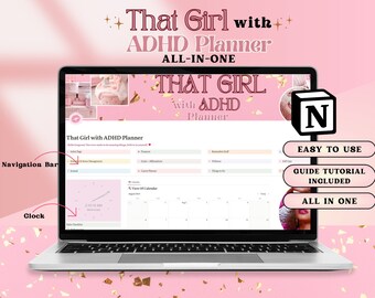 That Girl with ADHD Notion Template, ADHD Life Planner, That Girl Personal Planner, Notion Dashboard, Aesthetic ADHD Digital Notion Planner