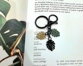 Monstera Leaf Keychain | Monstera Plant Keychain | Tropical Leaf Key Ring | Botanical Bag Charm | Gift for Plant Lovers