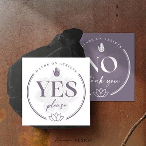 Cartes de consentement pour les aides pratiques au yoga | OUI NON | Violet | PDF imprimable/numérique