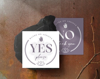 Yoga Hands on Assists Consent Cards | YES NO | Purple | Printable/Digital PDF