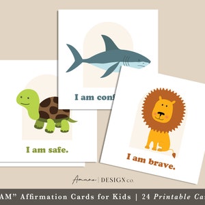 24 Affirmationskarten für Kinder | Druckbares/Digitales PDF 3,5x3,5 Zoll | Digitale Lernkarten
