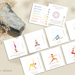 Yogahouding Chakra Flashcards | 36 kaarten | 8,5 x 11 vel | Afdrukbare/digitale PDF