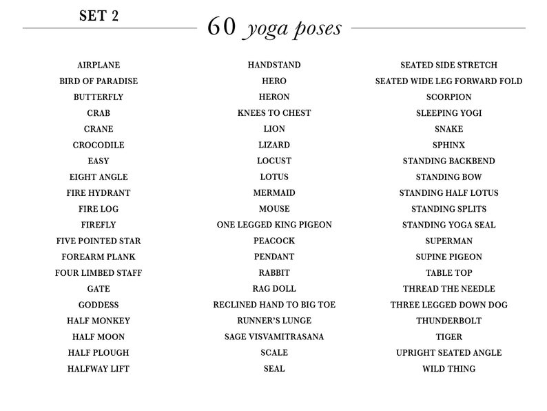 Yoga Pose Flashcards BUNDLE 120 Cards Sets 1 and 2 English & Sanskrit Printable/Digital PDF Darker Tone image 8