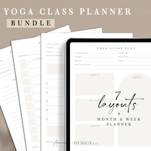 Yoga Teacher Class Planner Bundle | Color Filled | 7 Layouts + Month & Week Planner | Printable/Digital PDF