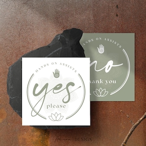 Yoga Hands on Assists Einverständniskarten | JA NEIN | Grün | Druckbares/Digitales PDF