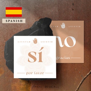 Spanish Yoga Hands on Assists Consent Cards | Español Sí No | YES NO | Burgundy | Printable/Digital PDF