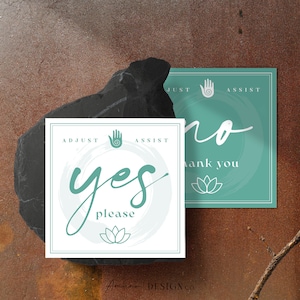 Yoga Hands on Assists Consent Cards | YES NO | Teal | Printable/Digital PDF