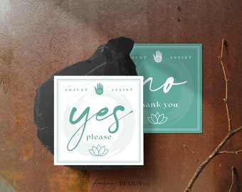 Yoga Hands on Assists Consent Cards | YES NO | Teal | Printable/Digital PDF