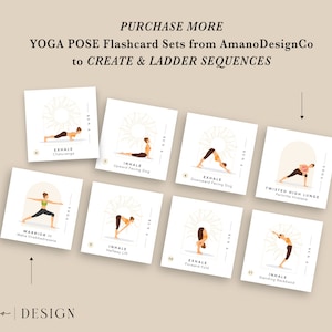 Yoga Pose Flashcards BUNDLE 120 Cards Sets 1 and 2 English & Sanskrit Printable/Digital PDF Darker Tone image 9